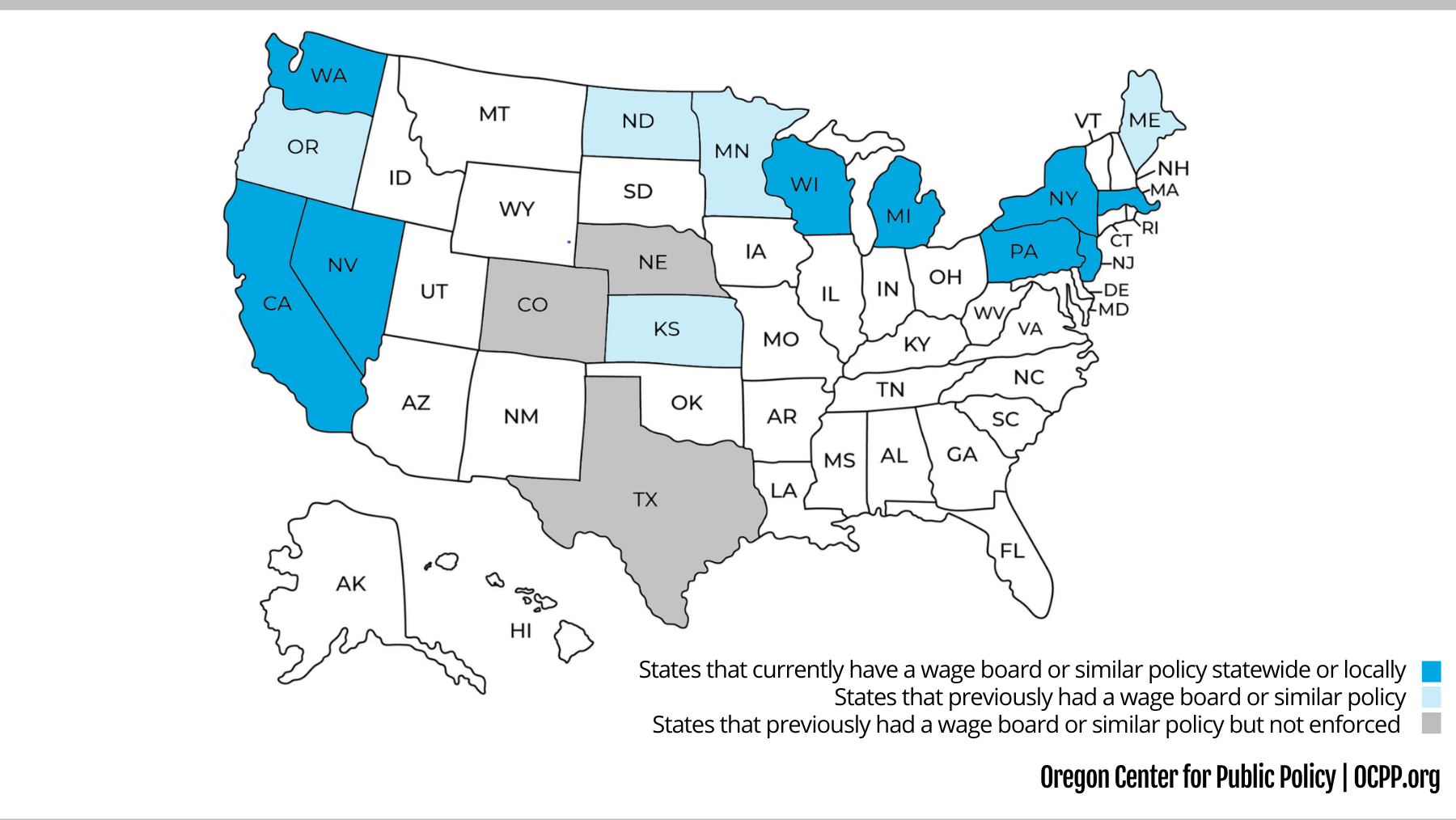 Map of states with wage boards